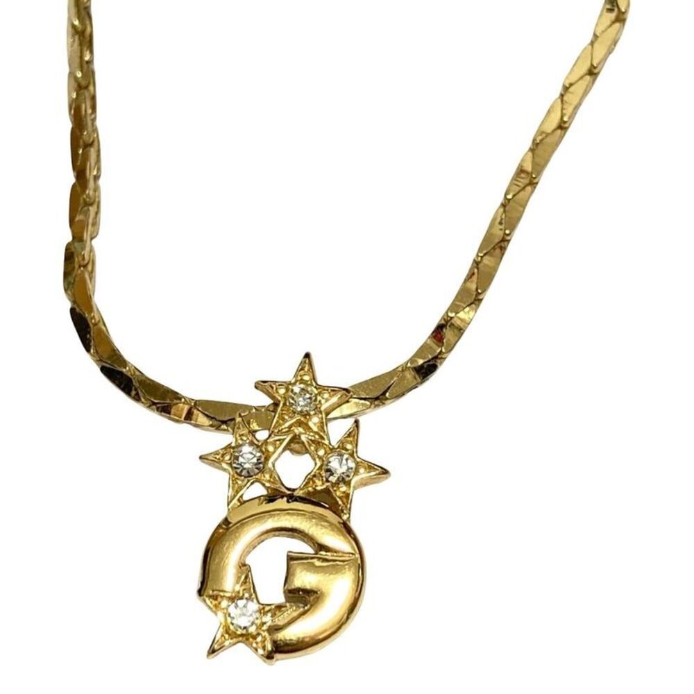 Givenchy Rhinestone G Logo Star Necklace